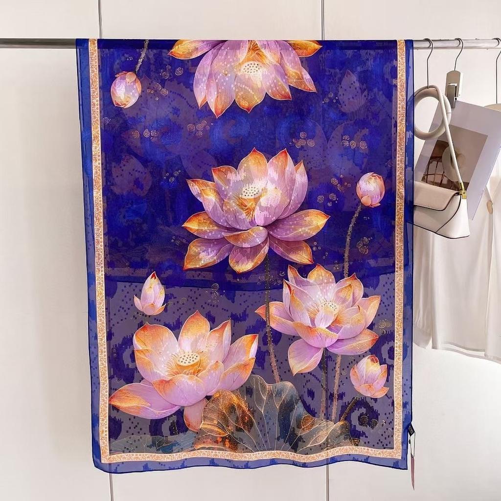 New Style  Thin Chinese Style Jacquard High-end  Versatile Double-sided High-end Silk Scarf