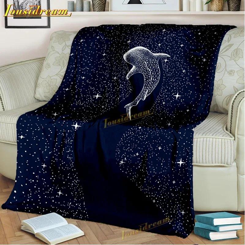Whale Shark Blanket Soft Warm Throw Fleece Blanket Shark Sheet Bedspread Sofa Throw Light Thin Mechanical Wash Flannel Blankets