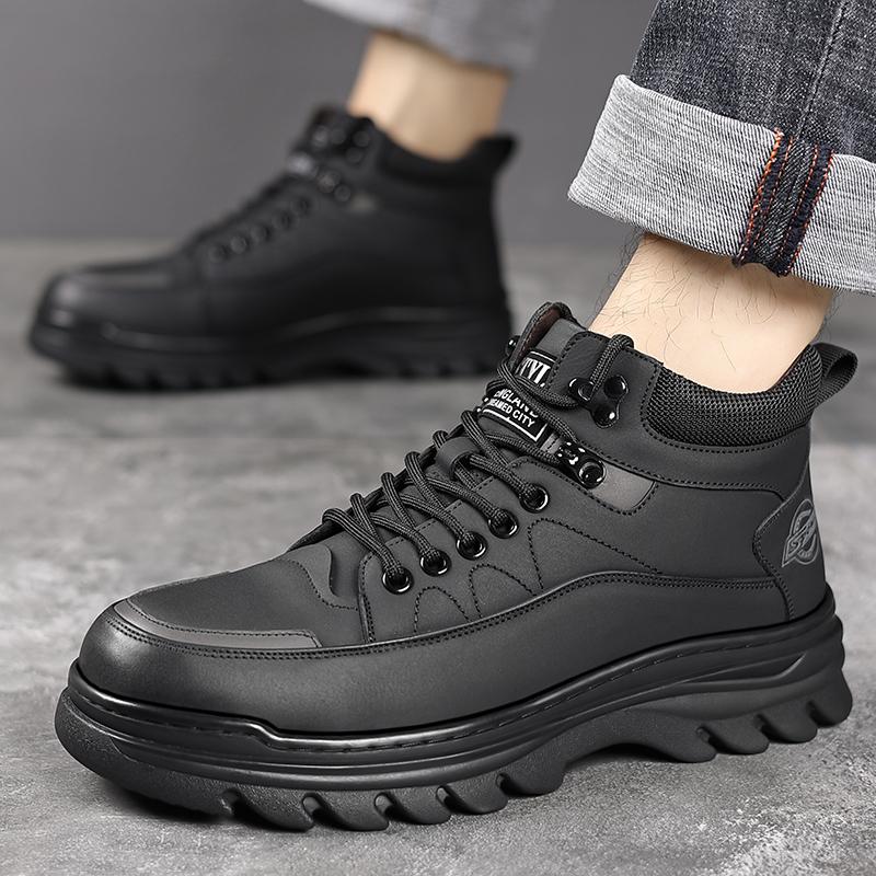 Boots Men Plus Fleece Cotton Shoes Keep Warm Men's Winter High-top British Style Cargo Thick Soled Outdoor Ankle Boots Snow Boo