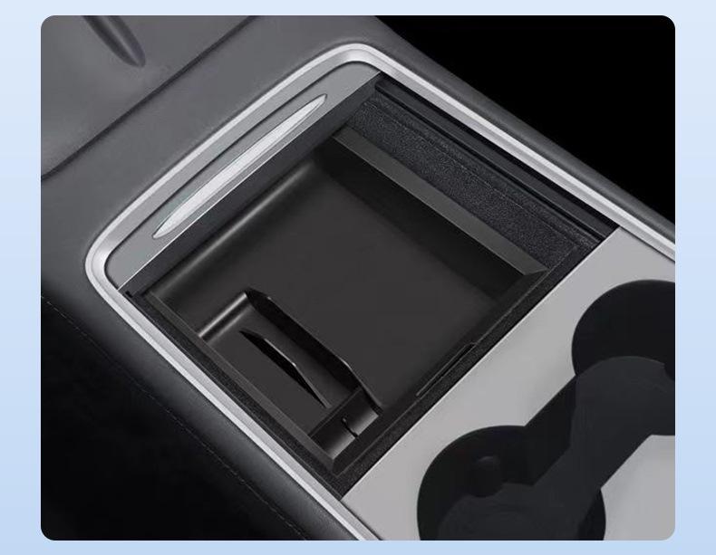 Center Console Storage Box for Model 3/Y - Non-Destructive Installation with Hidden Armrest Screen