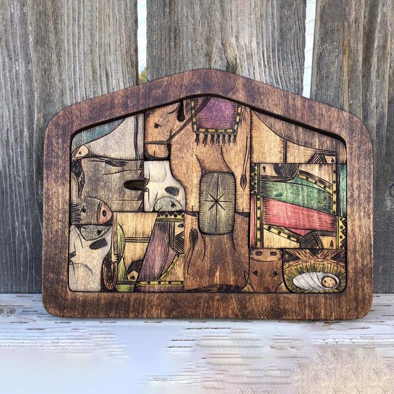 

Деревянные пазлы Иисус Рождественский набор Рождественская головоломка Головоломка Игра-головоломка Настольные фигурки 20x15x1.5cm