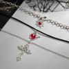 Gothic Diablo Red Love Dagger Star Necklace, Halloween Skull Frame Stacked Necklace