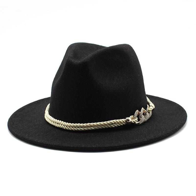 

Men S And Women S Top Hat Foldable Flat Rim Hat British Classic Jazz Hat Wool Hat M（56-58cm） чорний