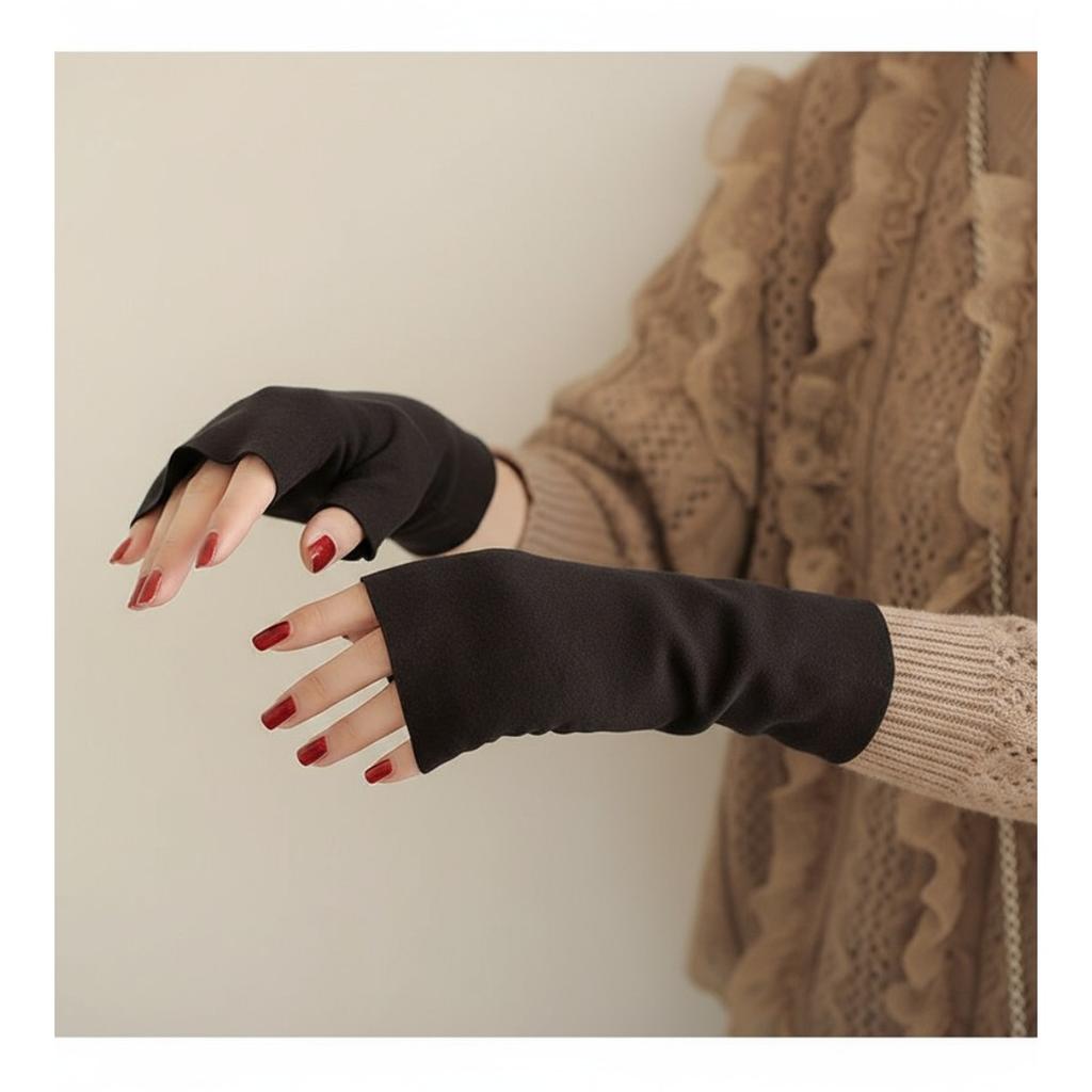 De Rong, Half Fingered Gloves, Warm, Student, Writing, Touchscreen, Gloves, Self Heating, Office, Typing, Fingerless Gloves