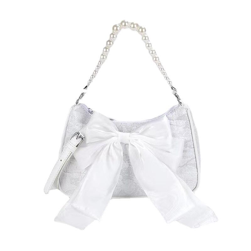 Shoulder Bag for Women with Niche Design Pearl Shoulder Strap Bag for Women New Style Bow Hand Crossbody Bag Armpit Bag