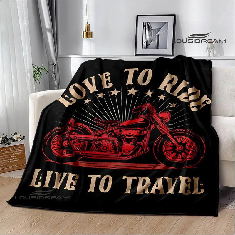 Motorcycle Retro Printing Blanket Flange Warm Soft and Comfortable Picnic Blanket Bed Linings Birthday Gift