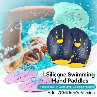 Ergonomic Adjustable Swimming Training Webbed Gloves Non-slip Paddles Gear for Men Women Swimming Lessons