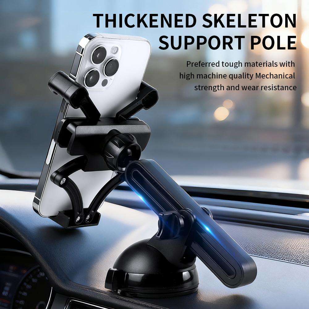 Car Phone Mount For Dashboard, Suction Cup & Clip-On Gps Holder, Multi-Functional Universal 360° Rotation Car Stand Set