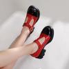 Women Patent PU Leather Two Tone Mary Jane Shoes T Strap Chunky Heels Goth Pumps Kawaii Girls Platform Ladies