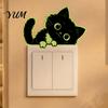Cute Cat Light Switch Decals Glow in The Dark Black Wall Sticker, Luminous Self-Adhesive Waterproof Plates for Renters Decal, Decorative Room