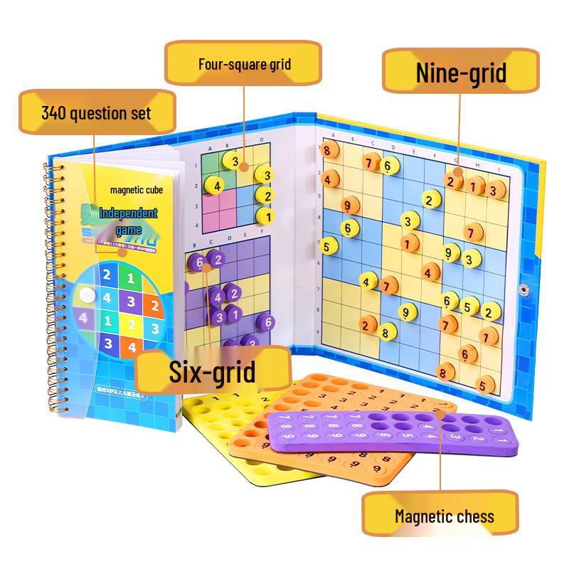 Magnetic Sudoku Game Board - 340 Puzzles, Nine-Grid Desktop Toy for Kids and Parents, Educational and Fun!