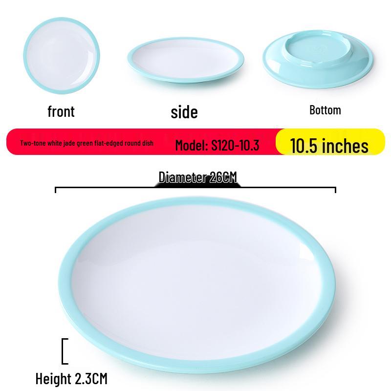 Nordic Round Melamine Shallow Plate for Buffets and Stir-Fry Dishes