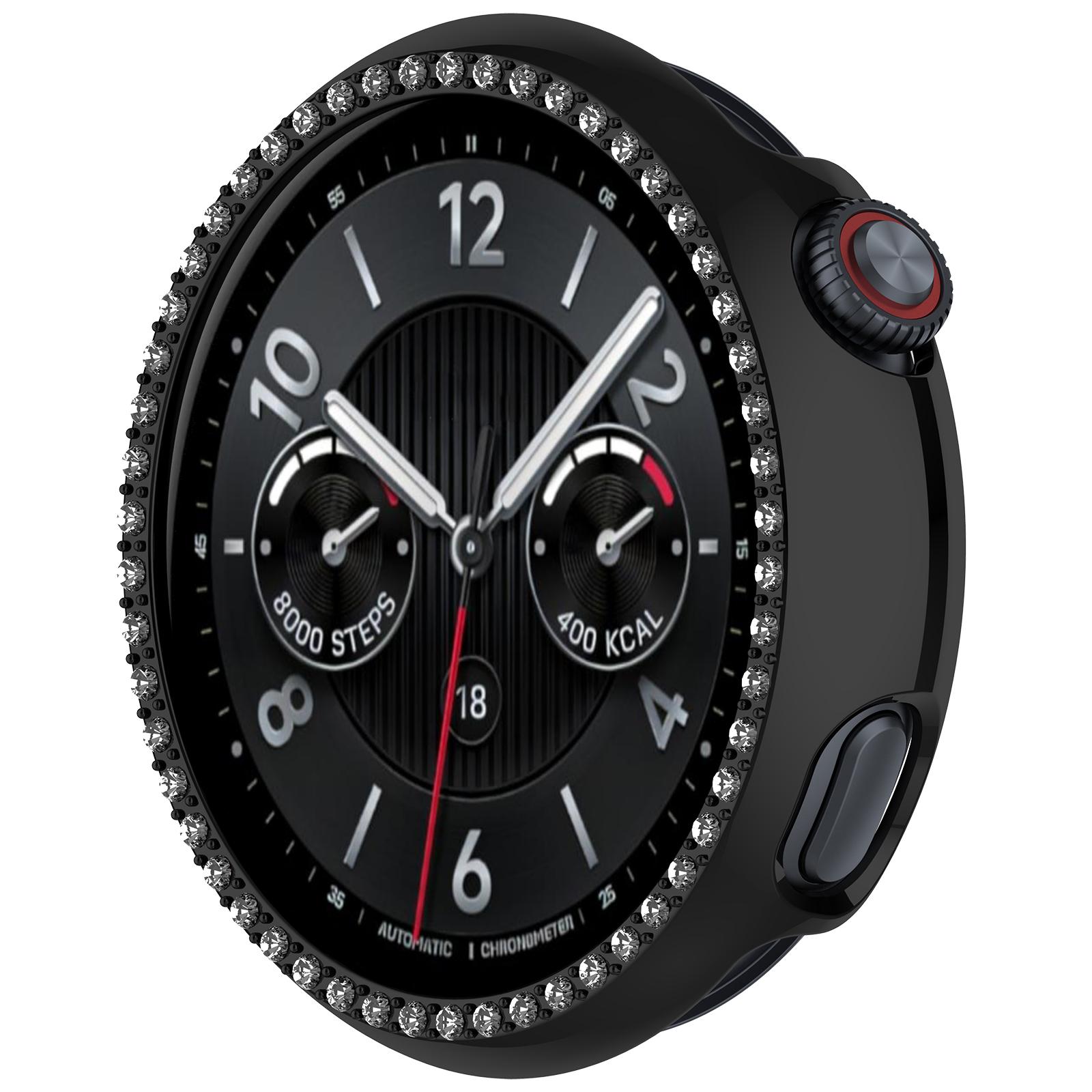 

For vivo Watch 5 Watch Case Rhinestone Decor Hollow Electroplating PC Watch Cover Starlight