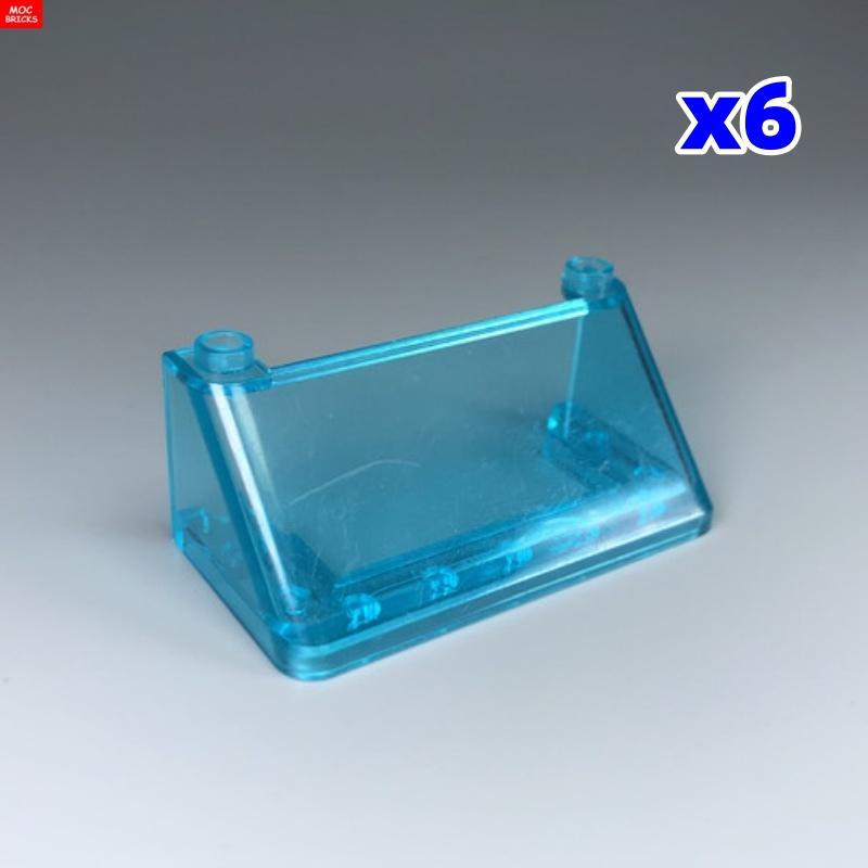 6pcs MOC Bricks Trans clear Car Windscreen 2x6x2 4176 Educational Building Blocks Particles Building Block PlasticToy For Kid