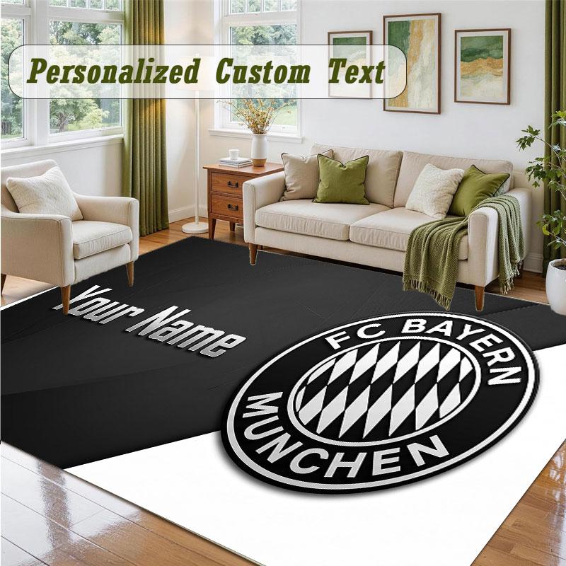 Crystal Velvet Square Rug Custom NameBayern Munich Pattern Non Slip Home Floor Decor Rug