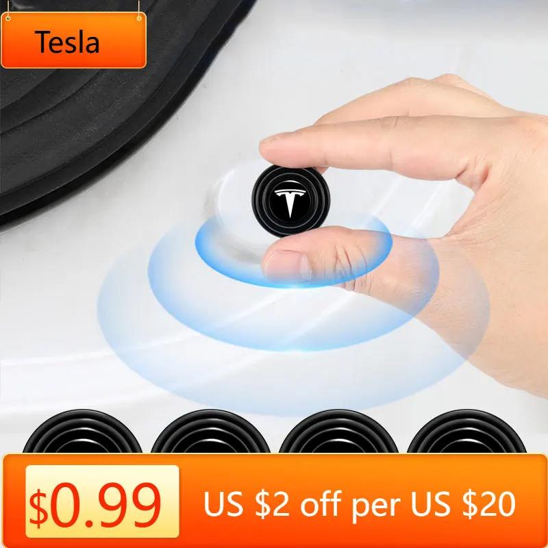 Car Sticker Tesla 2/4PCS Car Door Anti-Collision Silicone Pads Shock Absorber Gasket Suitable for Tesla 2016-2020 Decals Model 3