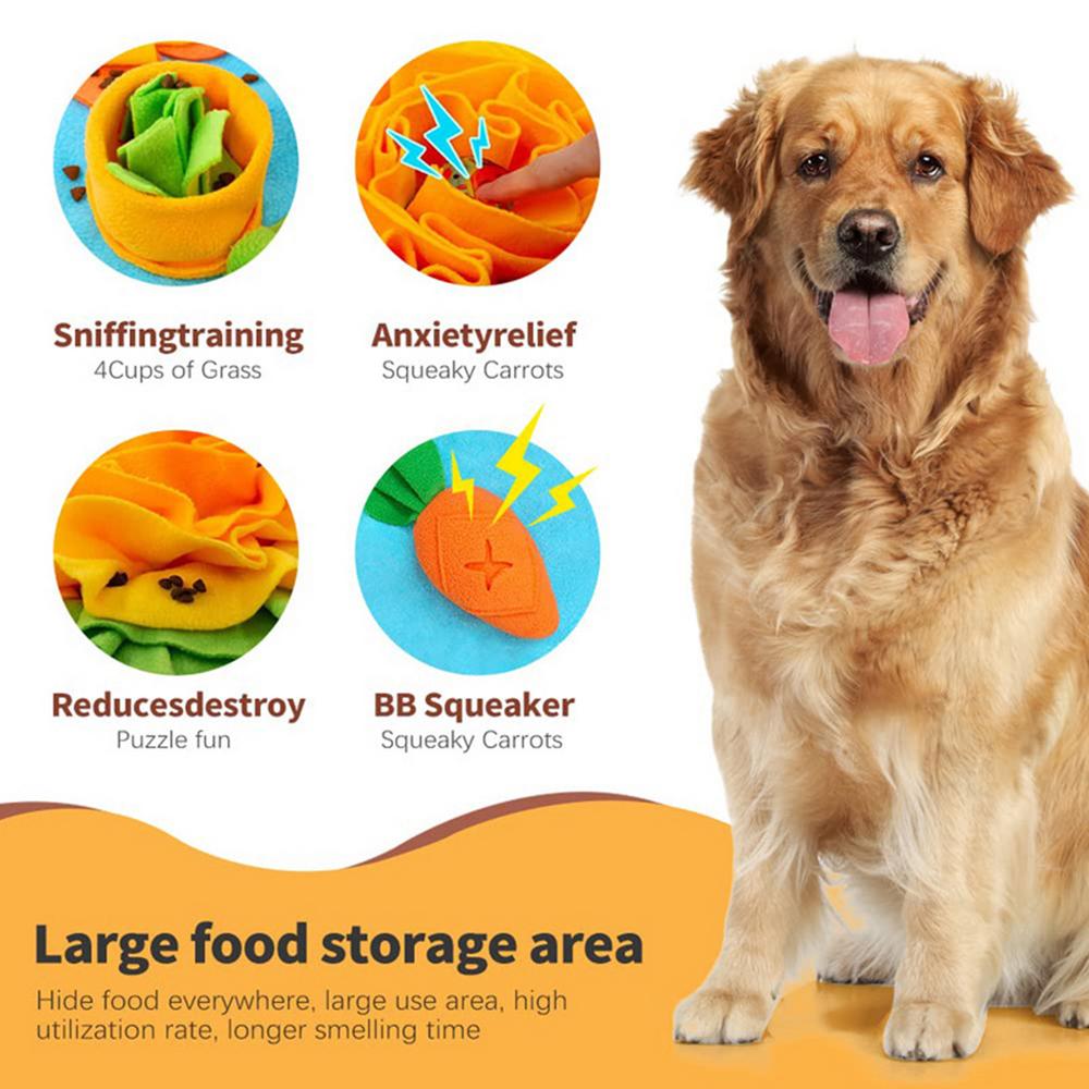 Snuffle Mat For Dogs Dog Enrichment Toys Interactive Carrot Farm Treat Dispenser Chew-Resistant Snuffle Mat For Sensory