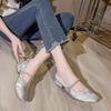 French Word with Mary Jane Women's Shoes Comfortable Low Heel Square Head Single Shoes 2025 New Spring and Autumn Thick Heel Grandma Shoes