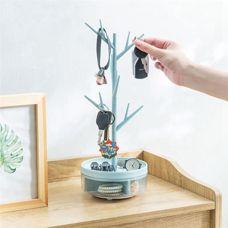 

AEE2-Branch Jewelry Rack With Rotatable Base And Storage Box Tree Tower Rack Hanging Organizer синій