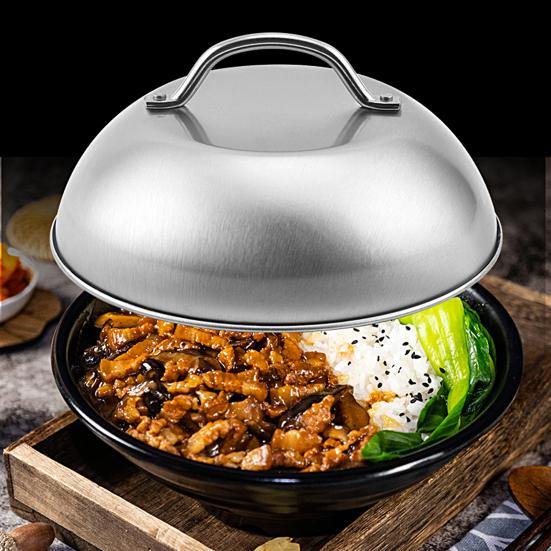 Stainless Steel Pot Lid with Handle Heat Concentration for Even Cooking Cheese Melting Dome Splatter Guard Griddle Accessory