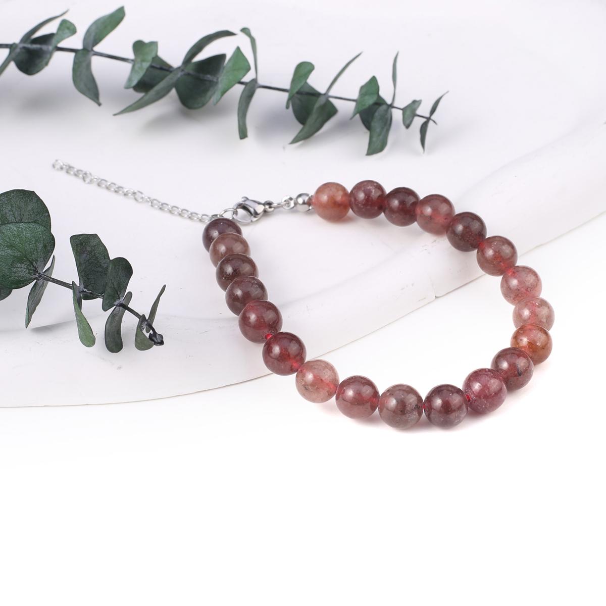 

Новый стильный женский браслет, натуральный камень, флюорит/агат/розовый кварц/унакит, бусины 8X8 мм, подвески для женщин, подарок на день рождения Strawberry Crystal