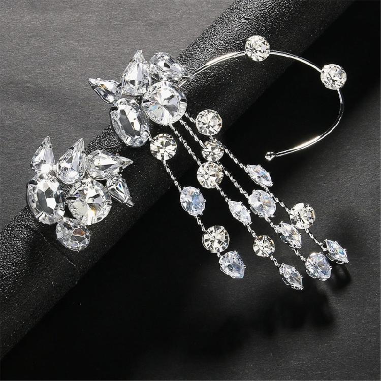 Trendy Rhinestones Ear Cuff With Tassels Sophisticated Rhinestones Tassels Earrings Ideal For Weddings And Gatherings