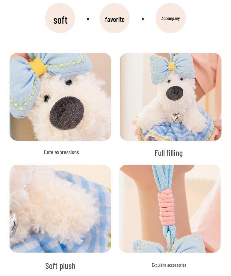 Trendy West Highland Terrier Skirt & Keychain: Small Dog Plush Doll Bag Charm Gift