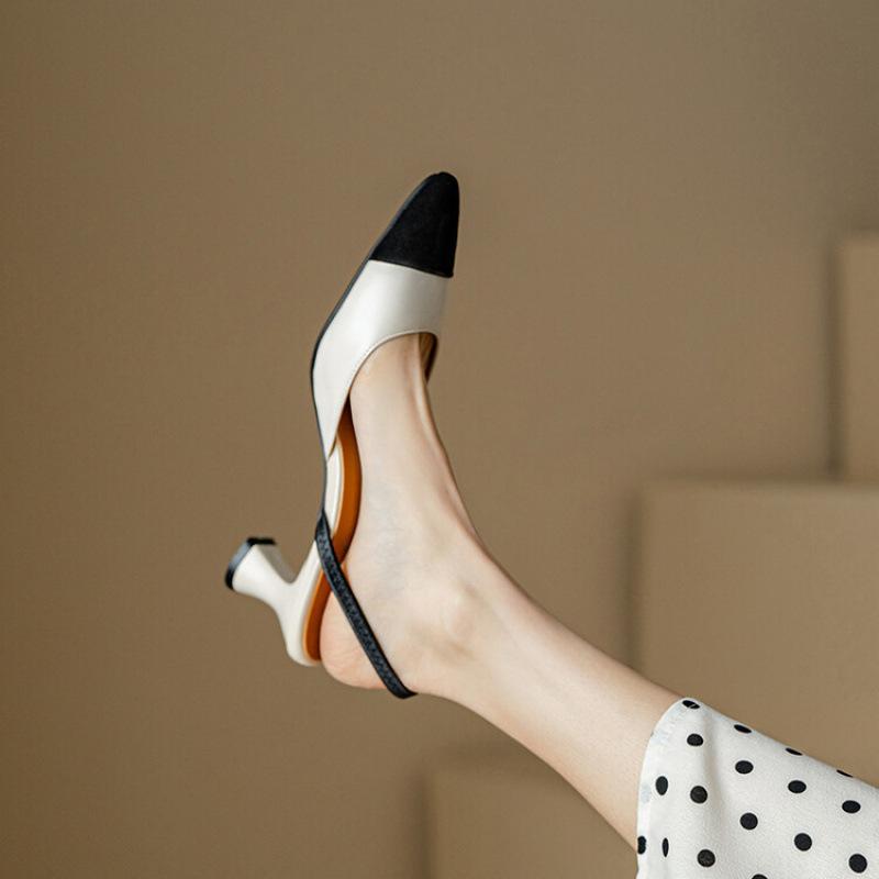 Sommer Damen Tasche Kopf Sandalen lässige High-Heel Sandalen Damen Farbpassende Übergröße Schuhe neu hinten offen Sandalen spitz Stiletto