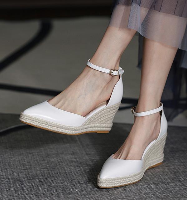 Slingback klack kilklackar sandaler ankelrem dam espadrillos sandaler pumps komfort csauala skor bohemisk stil