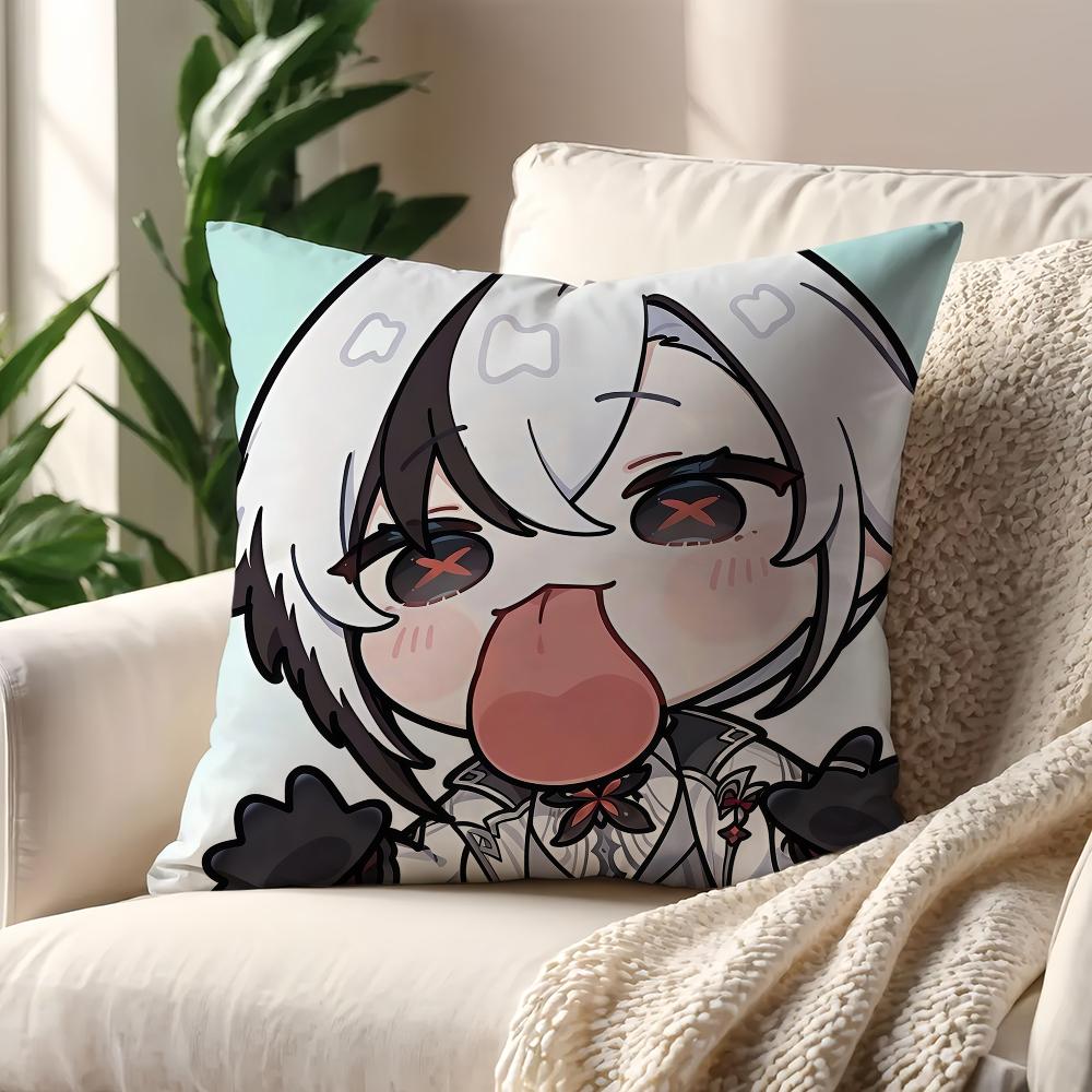 Kawaii Chibi Genshin Impact Characters cushion cover For Pillow Printing Sofa Decoration Home Car Room Office Nordic Simplicity