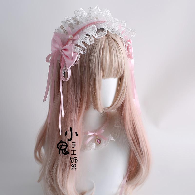Original Pink White Sakura Style Lolita Headband Top Hat Girls Wear Fashion Accessories Headband Hair Accessories for Women