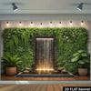 2D plane, stone wall water curtain with green plants as the background fabric, suitable for home decoration, polyester fiber