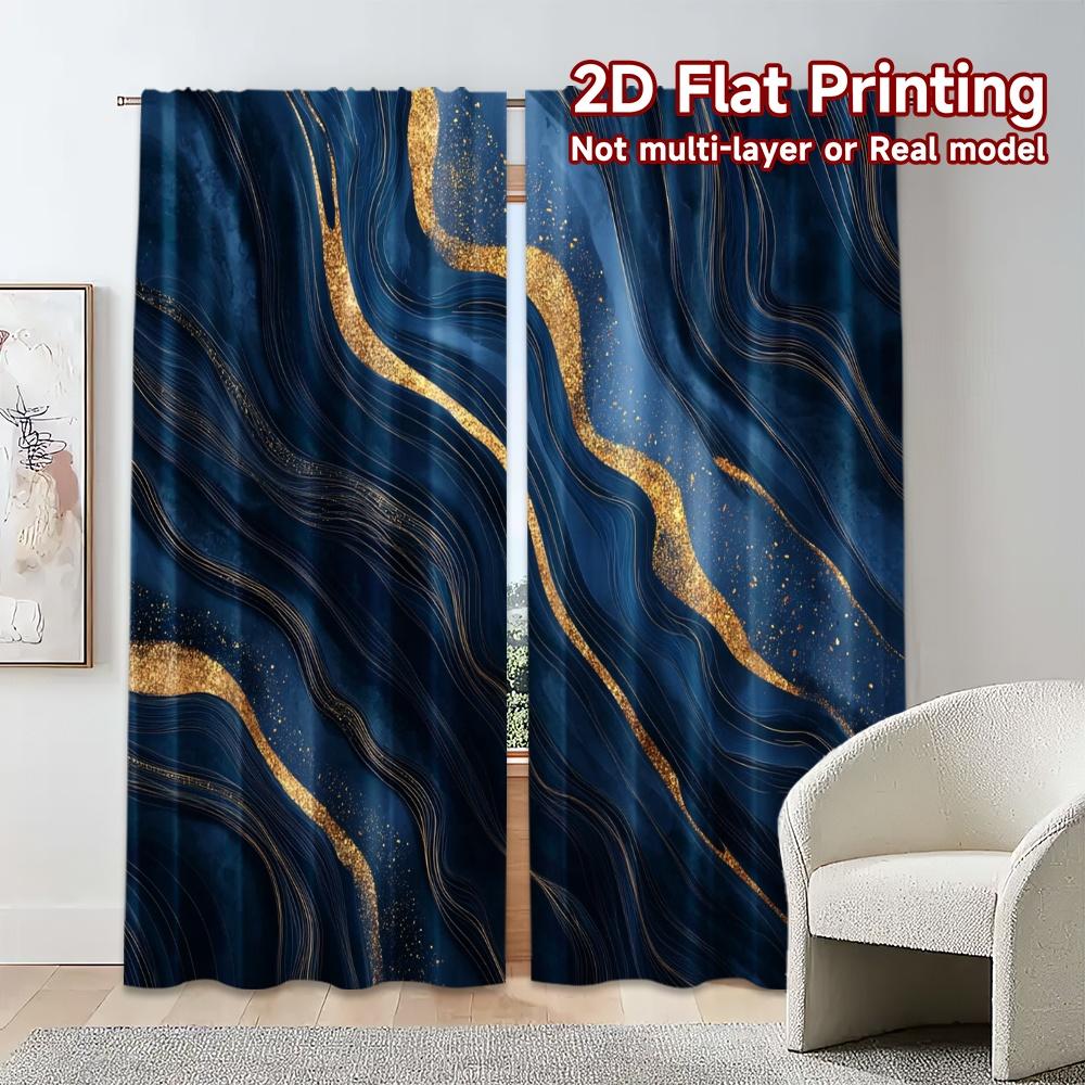 2pcs, 2D FLAT PRINTING Curtains (Without Rod) Cosmic Waves Chic Curtains&Window Treatment Prints Light Filtering Curtains
