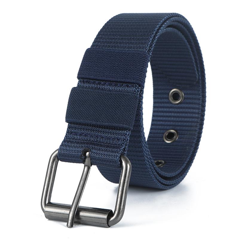 Men's Tactical Nylon Woven Belt with Full Eyelet Pin Buckle for Military Training.