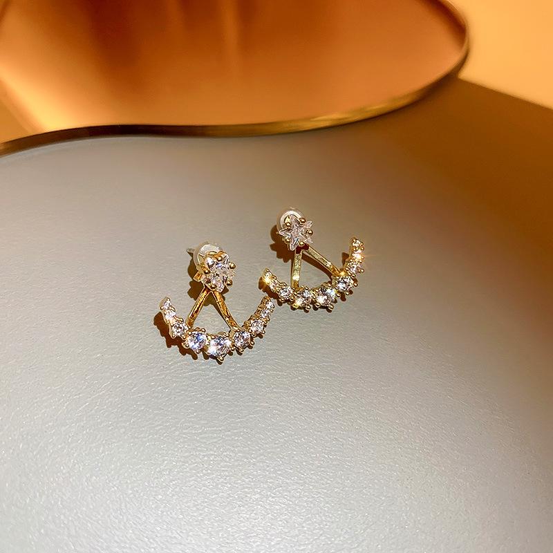 Zircon Women's Earrings 2023 Summer New In Fashion Star Moon Stud Earring Aesthetic Luxury Designer Zircon Wedding Gift