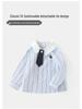 DUUDUU 2025 Streifen: Frühlingsoutfit im koreanischen Stil für Kleinkinder - Jungenhemd und Hosen-Set.
