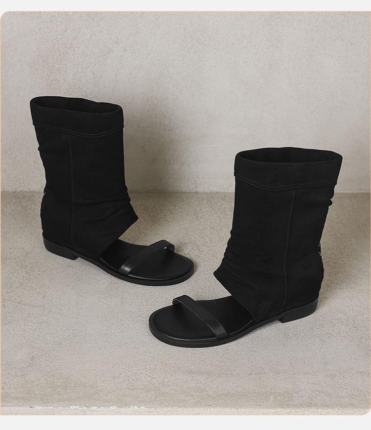 One line fashion cool boots for women, 2026 summer new Western style women's sandals, retro British vacation women's boots