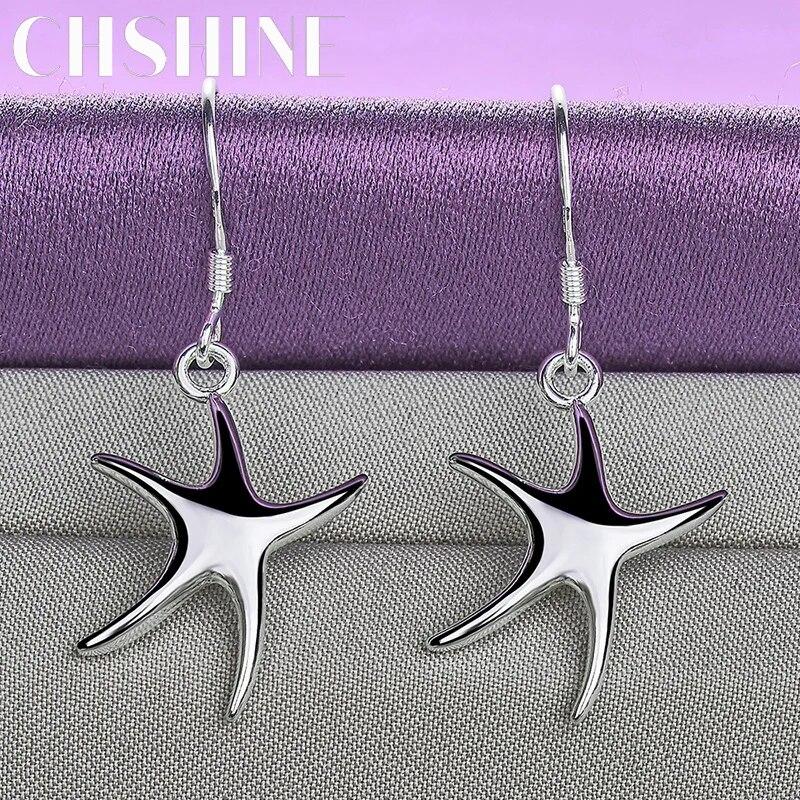 CHSHINE Náušnice z mincovního stříbra 925 ve tvaru hvězdy pro ženy Svatba Zásnuby Módní Šarm Šperky
