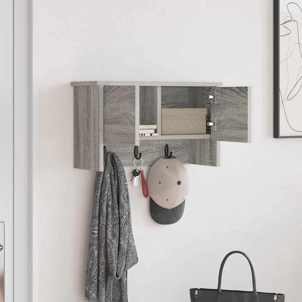Wall Mounted Nightstand with Door Grey Sonoma 50 x 20 x 30 cm