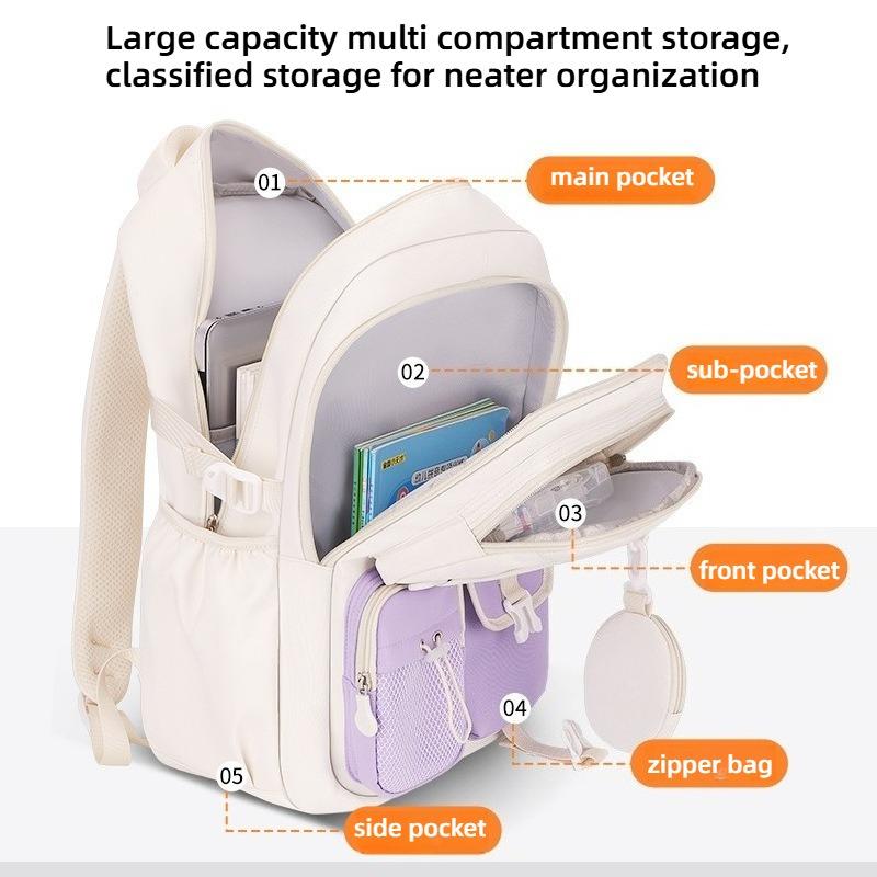 Korean Fashion Teen School Bags Middle School Students Rucksack Girls Cute Backpacks Large-Capacity Multiple Pockets Book Bag