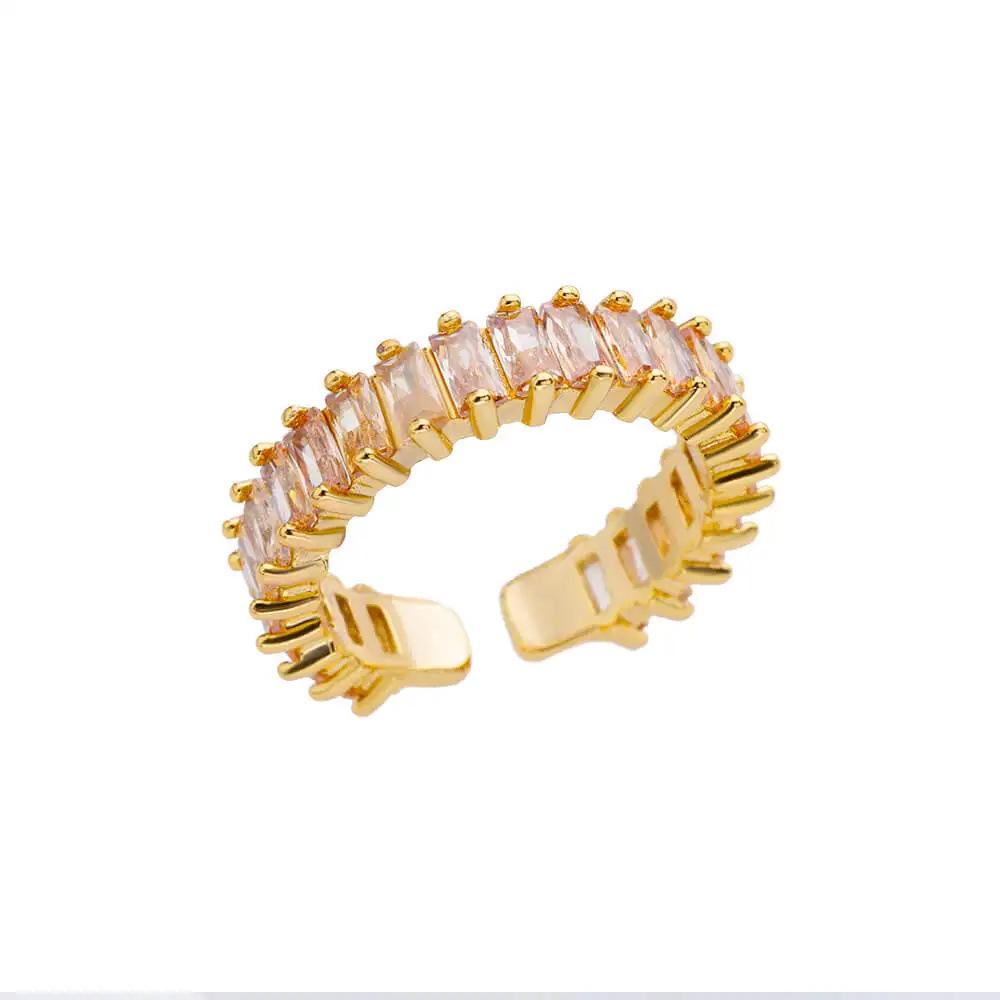 Geometric Colorful Zircon Gold Ring for Women
