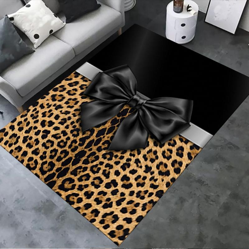 2025 Neuer Leopardenmuster Schleifen Teppich für Wohnzimmer Schlafzimmer Zuhause Sofadekoration, Kinderspiel Rutschfeste Bodenmatte91