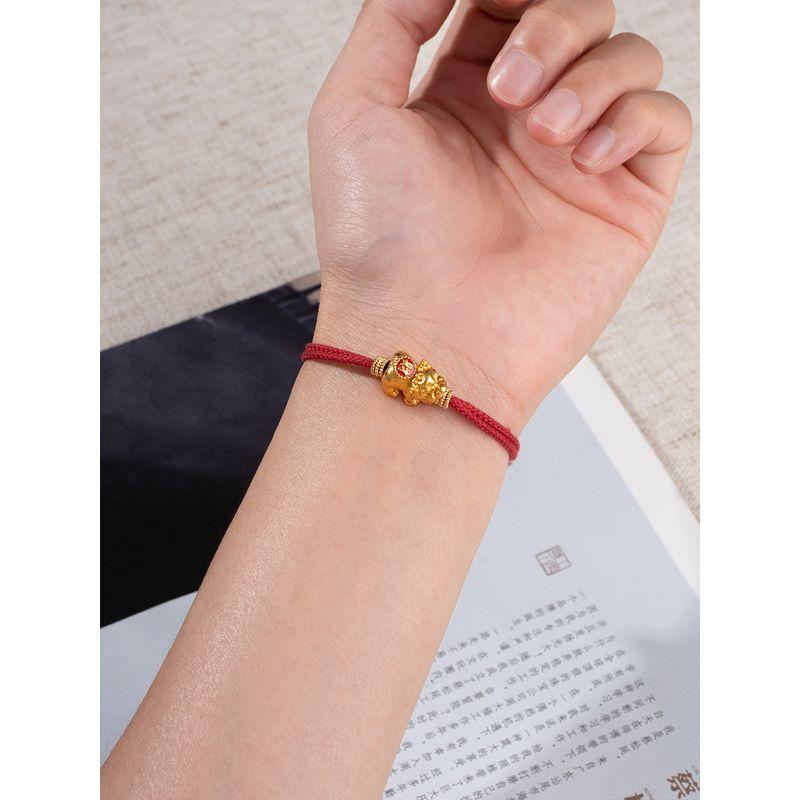 Red Rope Hand Strap Semi-Finished Products Can String Gold Lucky Beads DIY Bracelet Handmade Braided Rope Gift Couple