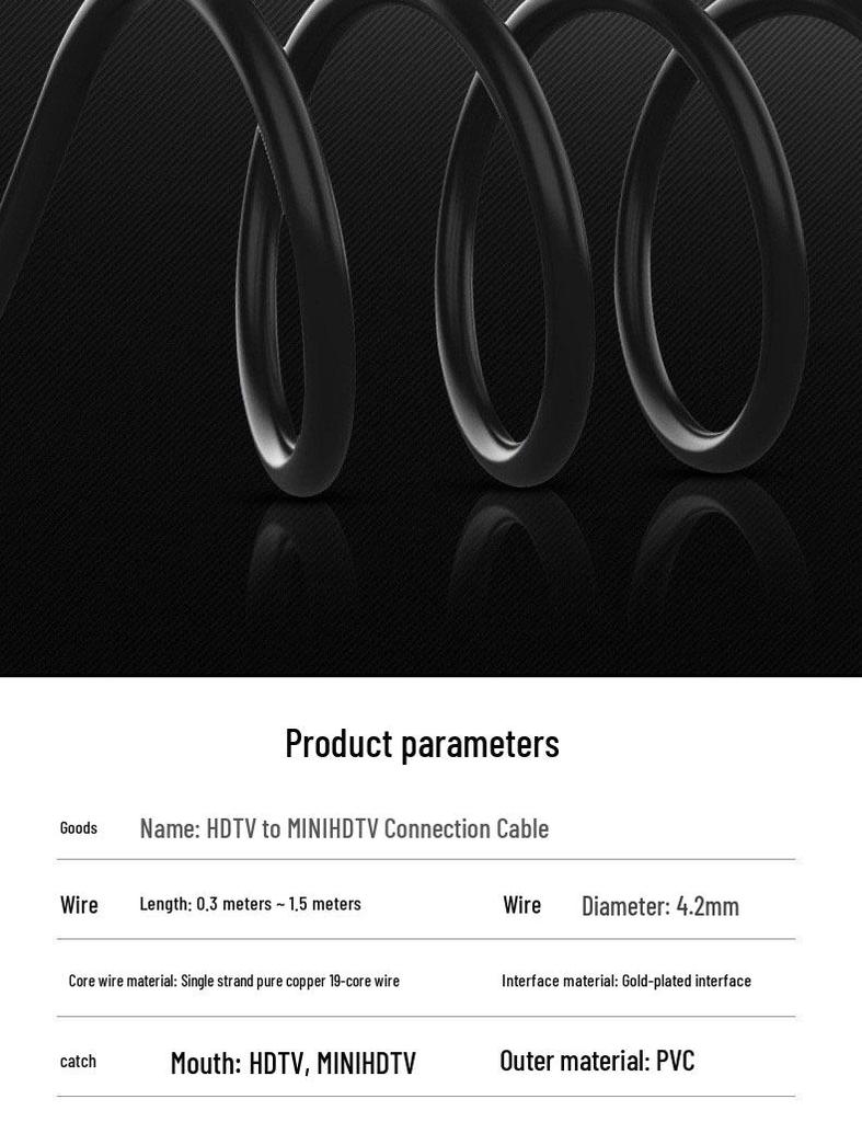 4K Mini HDMI To HDMI Thin Soft Cable, Pure Copper, HDMI 2.0 for DSLR Camera To Monitor Connection