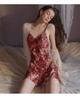 Gorgeous Jacquard Low-Cut Push-Up Backless Nightgown & Robe Set with Pads - Pure Temptation