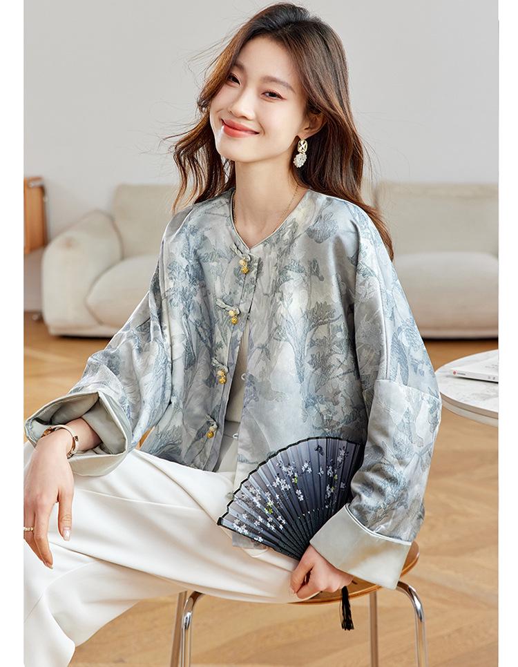 Spring 2025 Retro Chinese Style Loose Jacquard Fashion Outerwear for Women