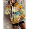 Womens Floral Print Hooded Sweatshirt Soft Comfortable Casual Pullover Daily Wear