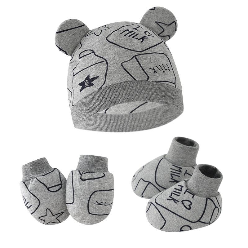 Newborn Newborn Baby Hat Anti Scratch Gloves Protective Foot Cover Three Piece Set Baby Hat Baby Hat