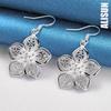 925 Sterling Silver Flower Star Pendant Piercing Earrings Fashionable Wedding Jewelry