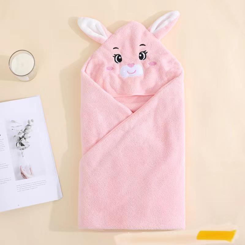 Cartoon Baby Hooded Cape Blanket - Soft Coral Fleece for Bath and Snuggle